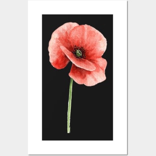 Red Poppies | Poppy Pattern | Poppy Seamless Design | black background Posters and Art